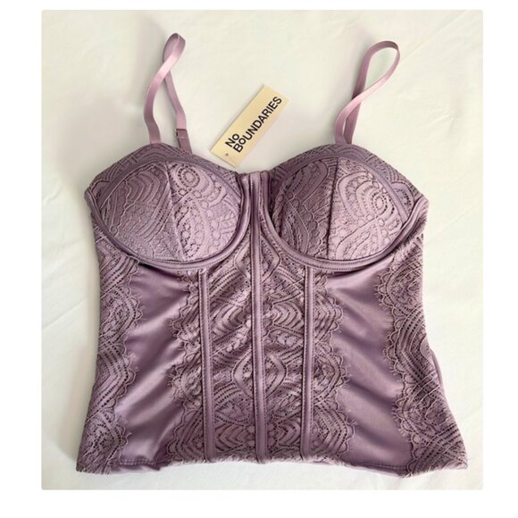 No Boundaries Lace Corset Top in War Plum Sz XXS NWT - Picture 6 of 10